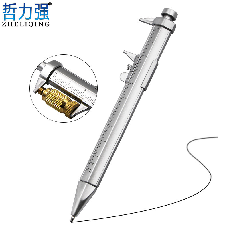 塑料卡尺型圆珠笔批发 学生多用途工具0-100mm卡尺创意小礼品