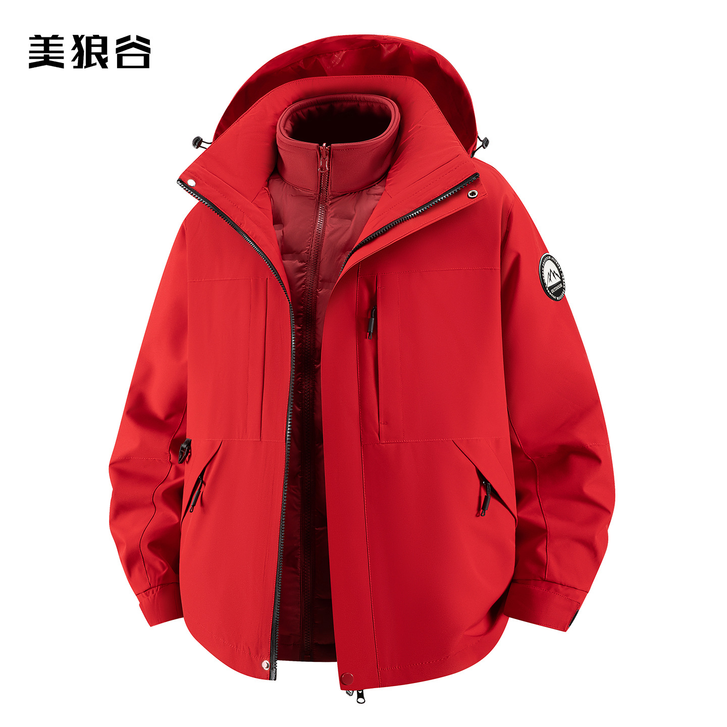 秋冬季长袖冲锋衣连帽羽绒服三合一2025年新款耐磨工作服定制logo