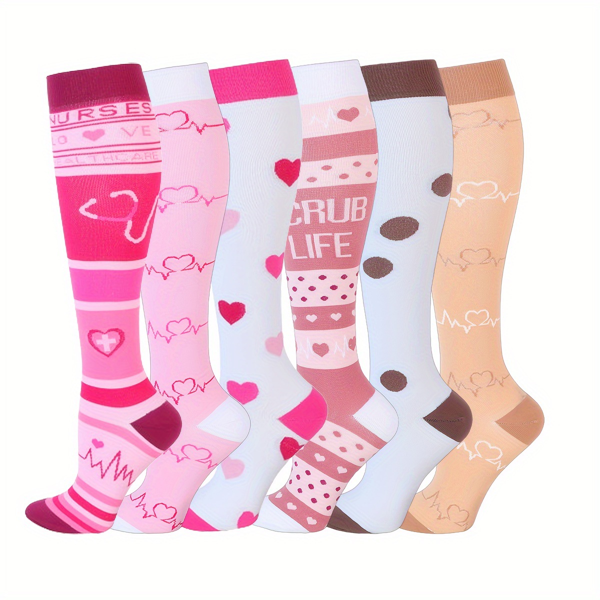 1/5 pares/6 pares de calcetines de compresión con patrón de cachorro