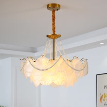 法式輕奢主卧室燈貝殼水晶吊燈現代簡約網紅創意溫馨浪漫房間客廳