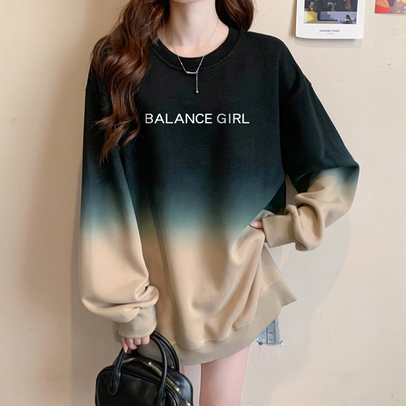 Sweatshirt À Capuche Femme Gradient Loose Style Décontracté_voghion.com