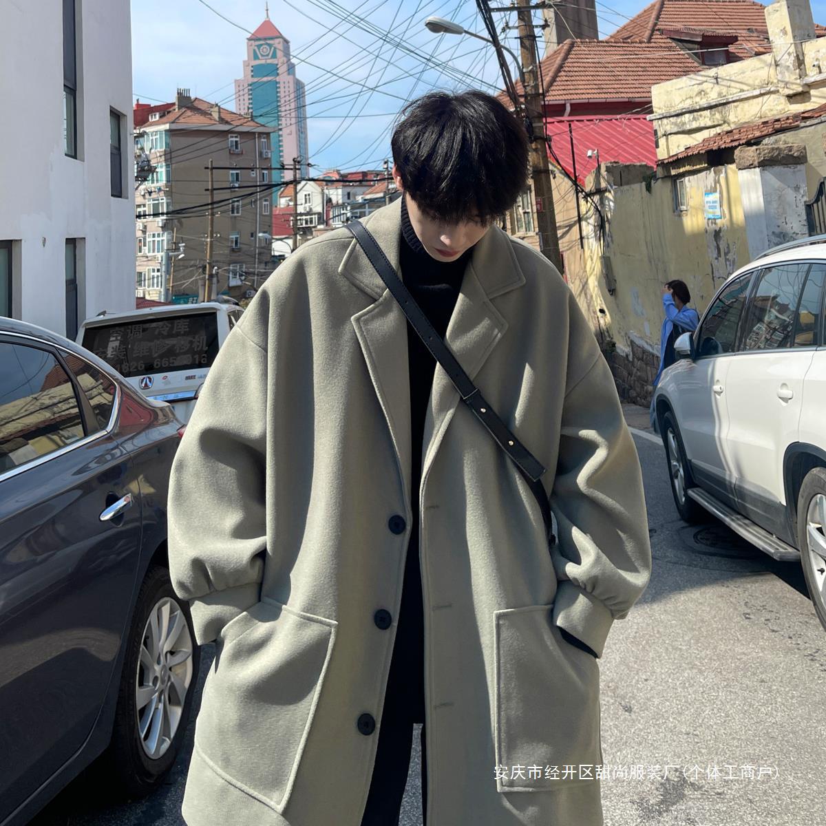 Demi-season woolen coat, trend jacket, trench coat, increased thickness