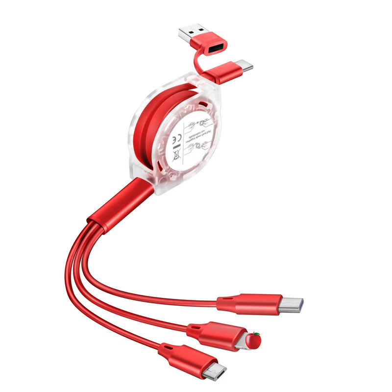 Pearlescent 2-3 telescopic storage data cable for Apple Android typec Huawei 60W super fast charging line