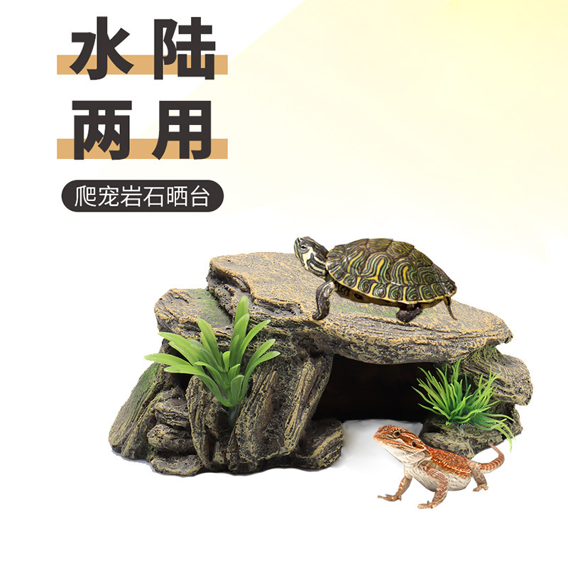 Crawler Fish Tank acuario paisaje decoración resina artesanía simulación secado tortuga tabla agujero coral Buda estatua cactus