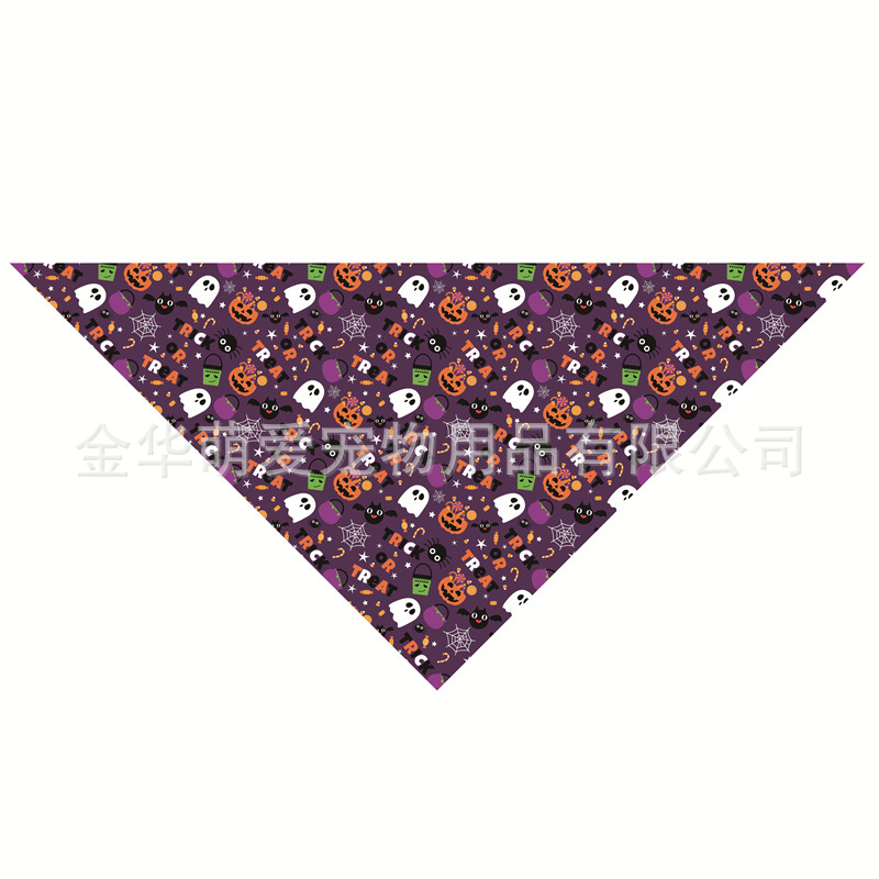 Venta directa de fábrica nueva toalla de saliva para mascotas de Halloween toalla triangular para mascotas babero para perros toalla de saliva para perros puede hacer pedidos