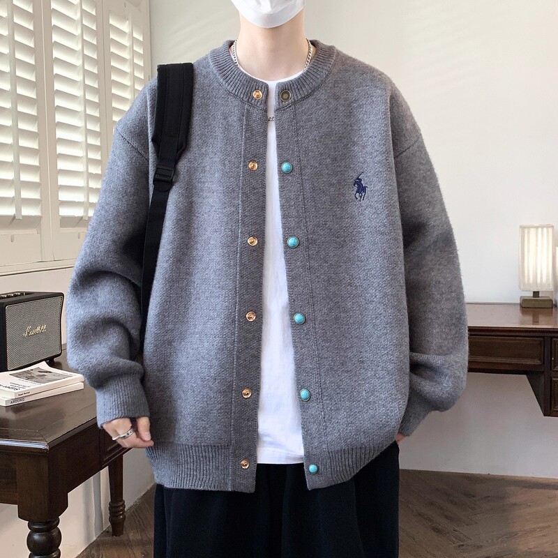 Turquoise Sweater Tops Men's Spring and Autumn 2025 New Casual Knitted Cardigan Tops Men's Spring Top Trendy Turquoise Sweater Tops Men's Spring and Autumn 2025 New Casual Knitted Cardigan Tops Men's Spring Top Trendy