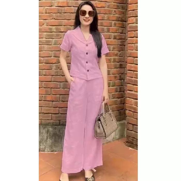 亚马逊跨境2023夏季时尚小西装都市短袖休闲七分裤套装女批发