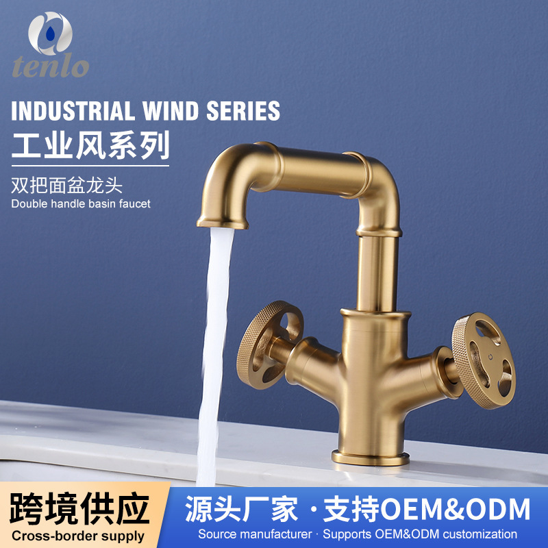 Kaiping bathroom and kitchen industrial-style faucet, cold and hot water, for vegetable washing and dishwashing, simple black design, splash-proof, F20A05 Kaiping bathroom and kitchen industrial-style faucet, cold and hot water, for vegetable washing and dishwashing, simple black design, splash-proof, F20A05