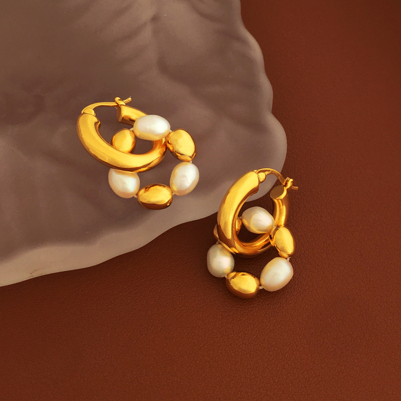 Retro Geometric Copper Earrings Plating Copper Earrings 1 Pair