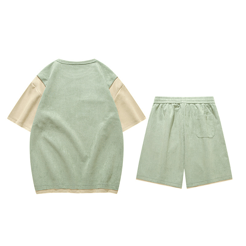 Pánské oblečení sportovní oblek letní tenký ledový smysl trendy značka pohledný módní odpovídající sada pánského oblečení s krátkým rukávem_voghion.com