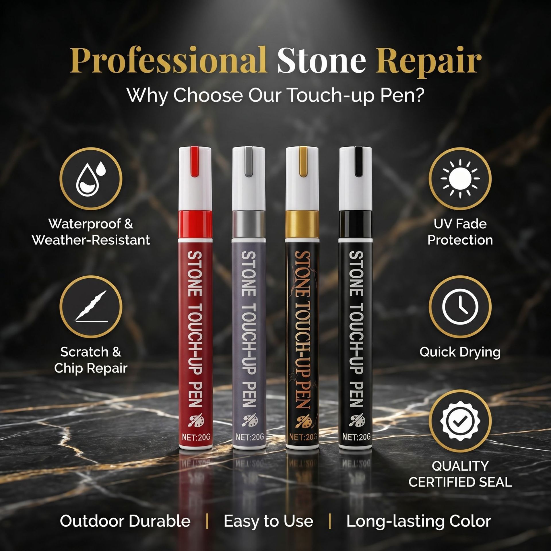 Cross-border best-selling product: Waterproof, non-fading marker pen for repairing and inscribing inscriptions on stone tablets, large-capacity 3mm marker pen