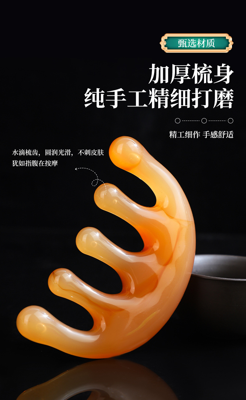 Five Finger Meridian Massage Comb Resin Gua Sha Scalp Comb Multi Function Wellness Tool in use