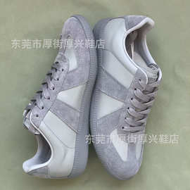 男女情侣休闲运动德训系带T头薄底灰色MM6aison板鞋阿甘丁字鞋头