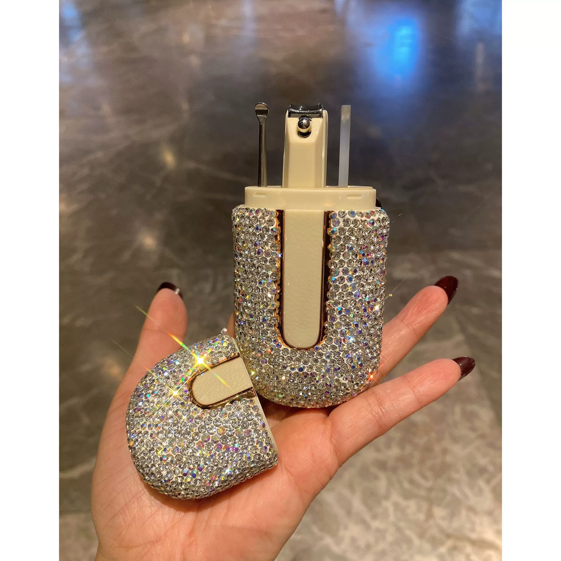 Прямые продажи с фабрики, трансграничная внешняя торговля, роскошный набор кусачек для ногтей с бриллиантами, бытовой набор из трех предметов, высококачественный портативный набор