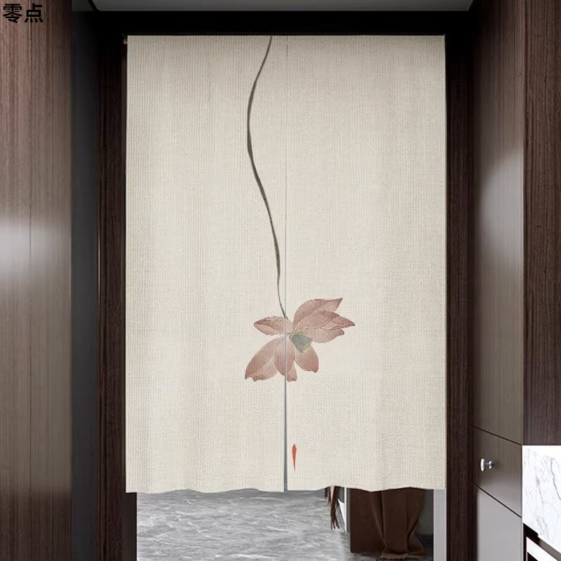 Chinese-Style Kitchen Door Curtain Partition Curtain Bedroom Half Curtain Blocking Cloth Curtain Toilet Bathroom Half Curtain No Drilling Required