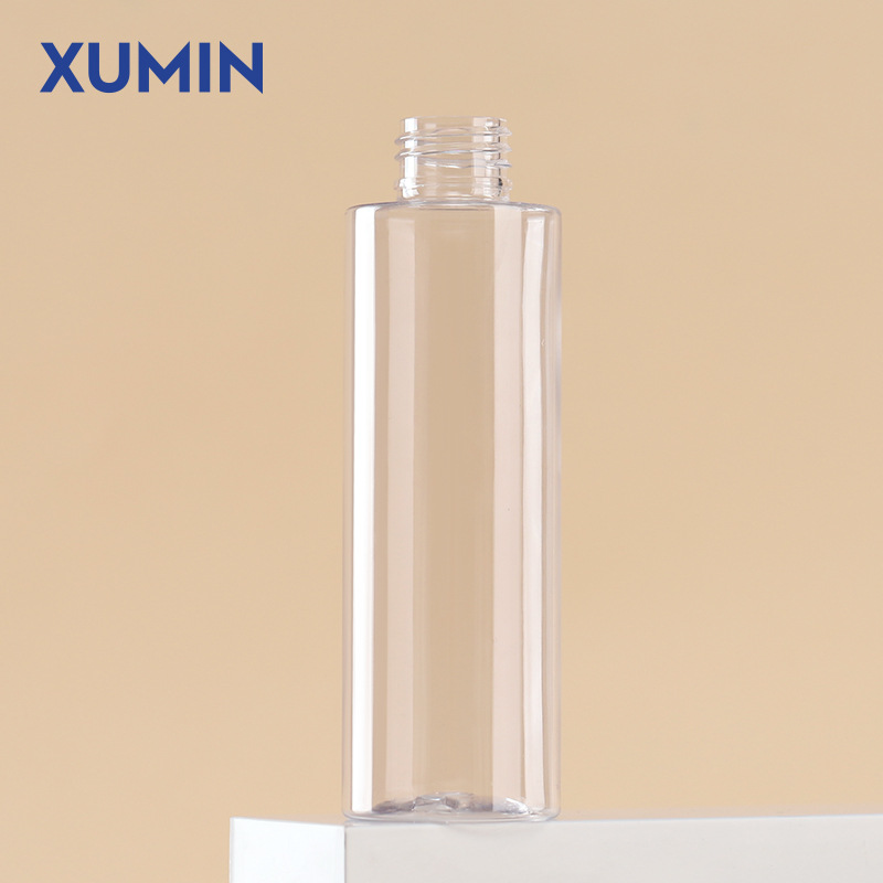 Material de embalaje cosmético PET 100 - 250ml botella de agua transparente botella de rocío de doble tapa negra