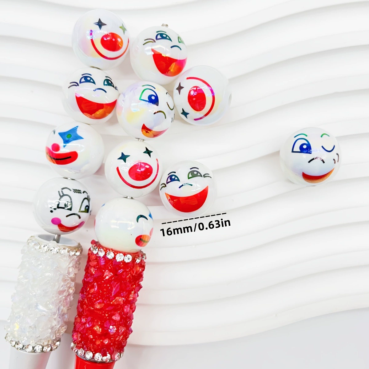 Acrylic cartoon round beads, mobile phone, rollerball pen, accessories, DIY