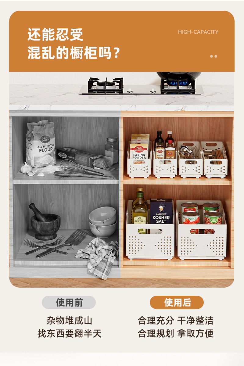 Foldable storage basket kitchen organizer