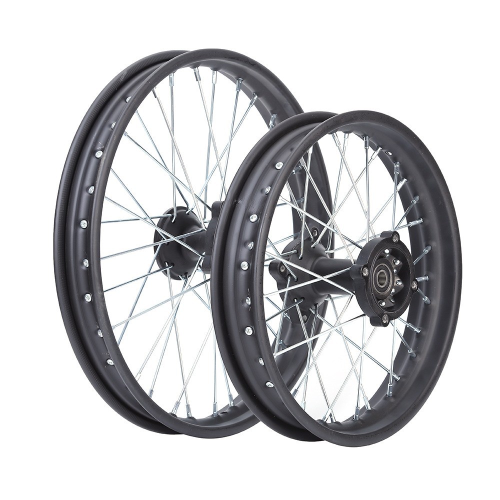 Off-road motorcycle 1.85X14 inch aluminum alloy disc brake strip iron wheel hub with decal front and rear steel ring assembly