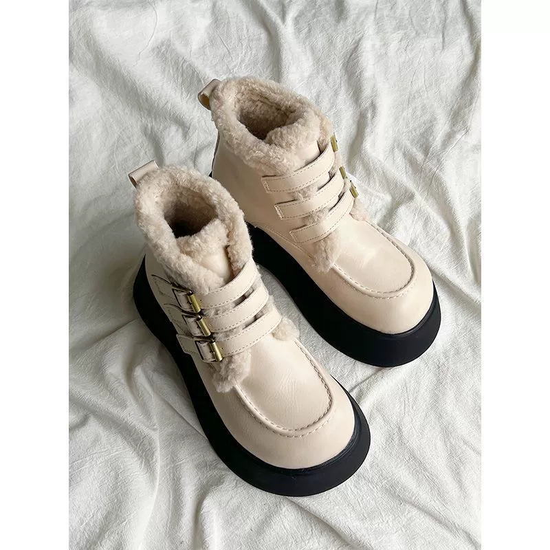 Ботинки martens на платформе, зимние тёплые ботинки‑анкл, корейский стиль, размеры 35–40