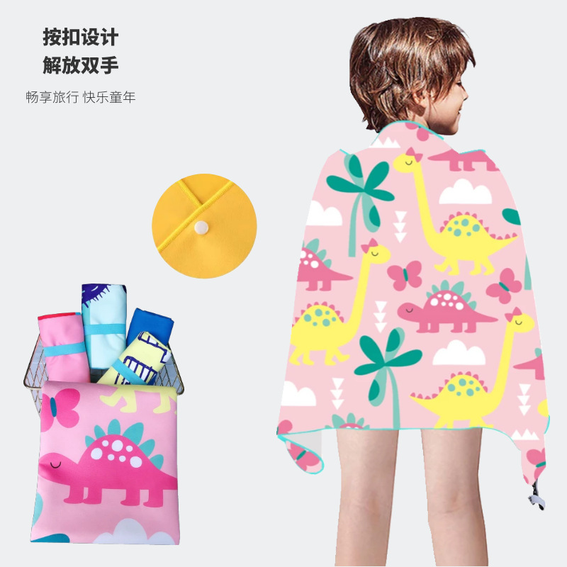 2025 New Double-Sided Velvet Cartoon Quick-Drying and Water-Absorbent Kidsren's Bath Towel, Beach Towel for Boys and Girls, Travel Swimming Towel
