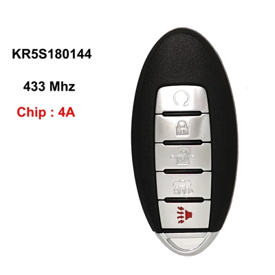 Suitable for Nissan Infiniti 5-key smart remote control car key KR5S180144014 (Car Keys) - 5-key-car-433mhz-4a-chip