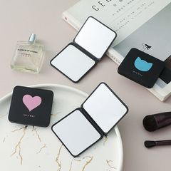 Portable Mini HD Makeup Mirror with Dual Sides, Foldable Student Handheld Foldable Mirror, Simple and Elegant for Girls