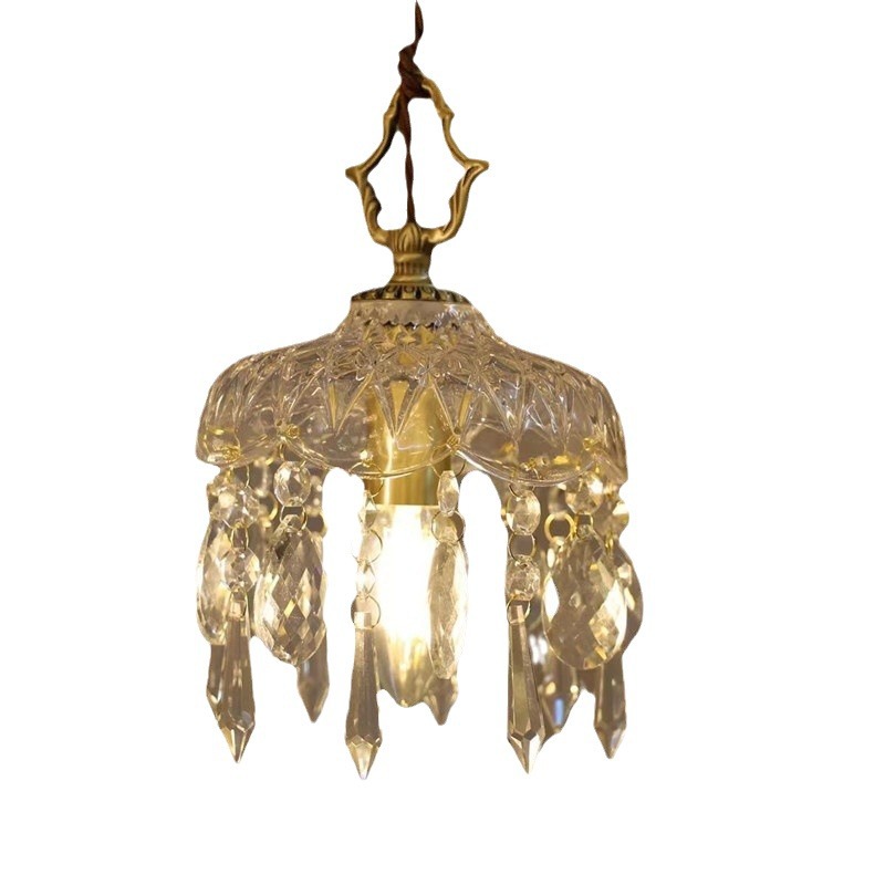 Francés retro cabezal de cama pequeño candelabro pasillo balcón armario de cristal americano lámparas de cobre cálidas románticas