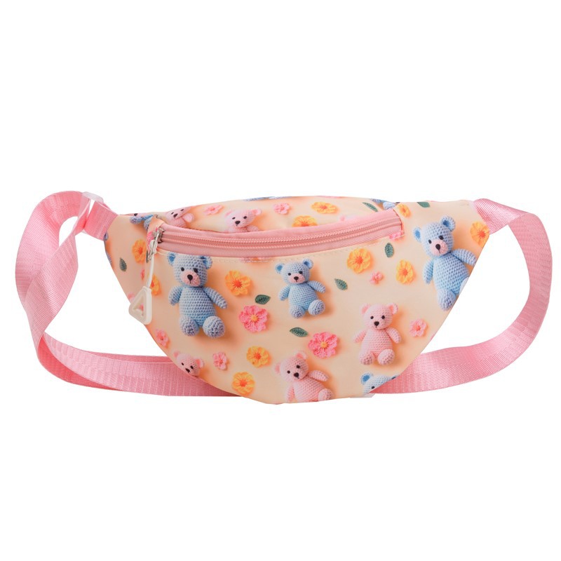 Cartoon Cute Graffiti Bear Bolso de pecho para niños y niñas Estilo occidental Impresión tridimensional Bolso de mensajero para bebés Nuevo estilo Riñonera para niños