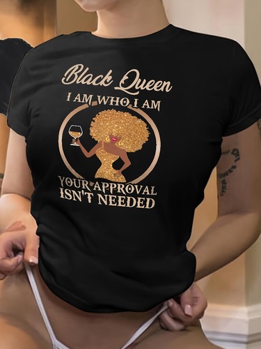 Wish Women's African Plus Size Sexy Oedo Round Neck T-shirt