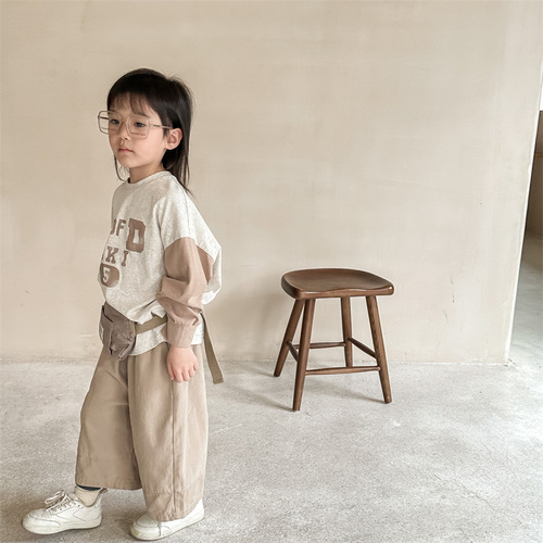 2024 Spring Children's Clothing New Children's Korean Style Spring and Autumn Bloomers Harem Pants Nine-Point Pants Girls' Pants 123015