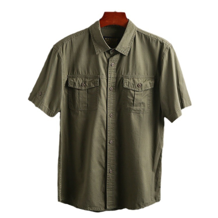 Camisas de mangas cortas de verano camisa de seda de hielo de hombre tendencia de ropa de verano camisa de abrigo de herramientas casuales