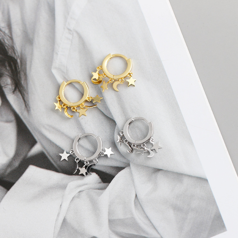 retro star and moon copper ear buckle wholesale Nihaojewelrypicture8