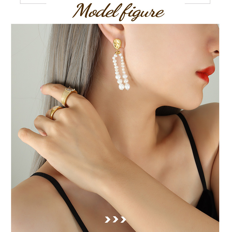 Fairy Style Solid Color Titanium Steel Beaded Pearl Plating Drop Earrings 1 Pair