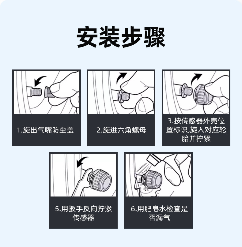 Bluetooth Tire Pressure Monitor External Car and Motorcycle Tire Pressure and Temperature Wireless Mobile Phone Alarm Two and Four Wheel Tpms