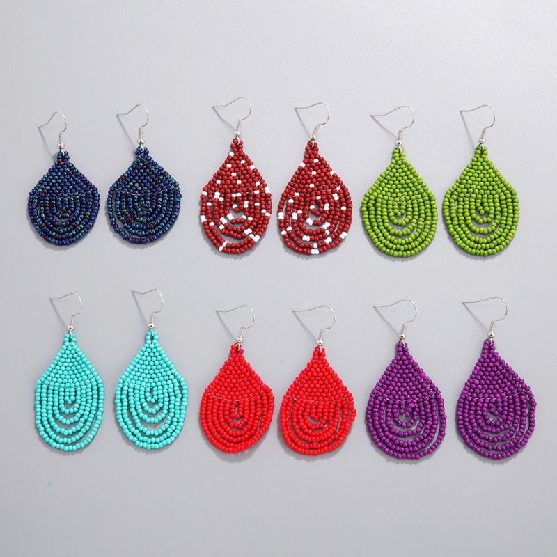 ethnic woven earrings drop-shaped handmade with tassels
