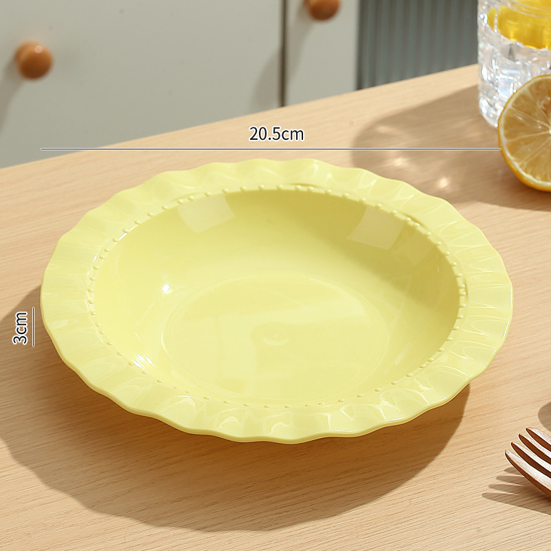 Plato de sombrero de paja de 8 pulgadas plato de pastel creativo de viento de crema PP plato de frutas caseras de porcelana de bocadillos de platos fríos más profundos