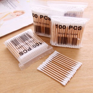 Disposable cotton swab for ear picking makeup with wooden swab cotton swab for ear digging multifunctional double-headed cotton swab cotton swab wholesale
