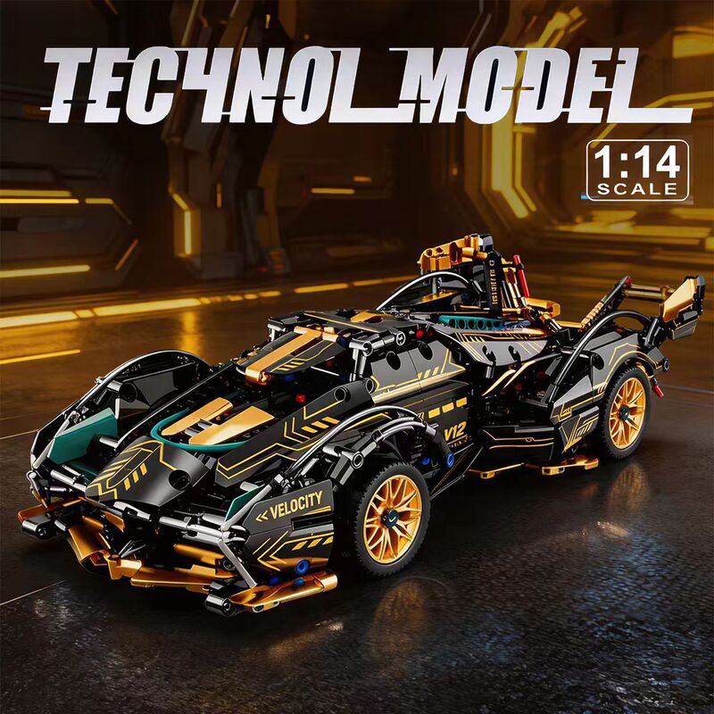 Cross-Border Black Gold V12 Lamborghini Assembly Building Block Toy Mechanical Set Educational Puzzle Remote Control Car Children's Gift Wholesale Cross-Border Black Gold V12 Lamborghini Assembly Building Block Toy Mechanical Set Educational Puzzle Remote Control Car Children's Gift Wholesale