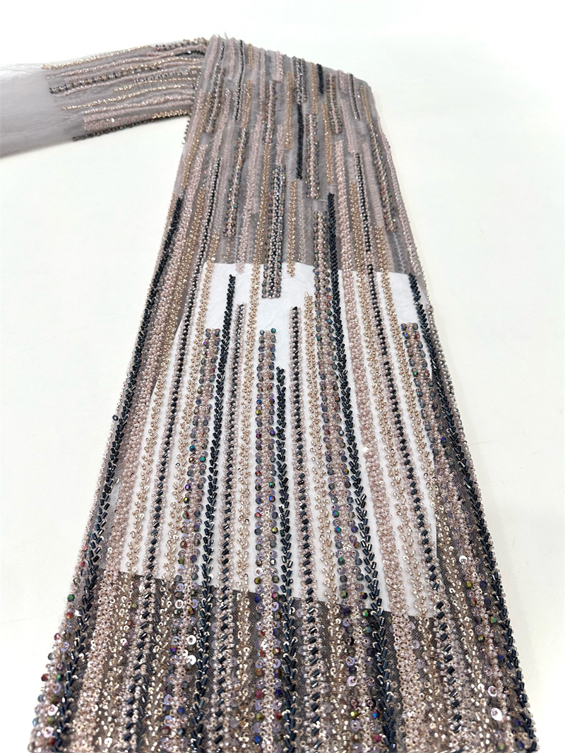 Tubo de bordado de perlas vestido de moda ropa de tela de ropa de cuatro perlas industria pesada bordado de sequillas verticales vestido de boda image 15