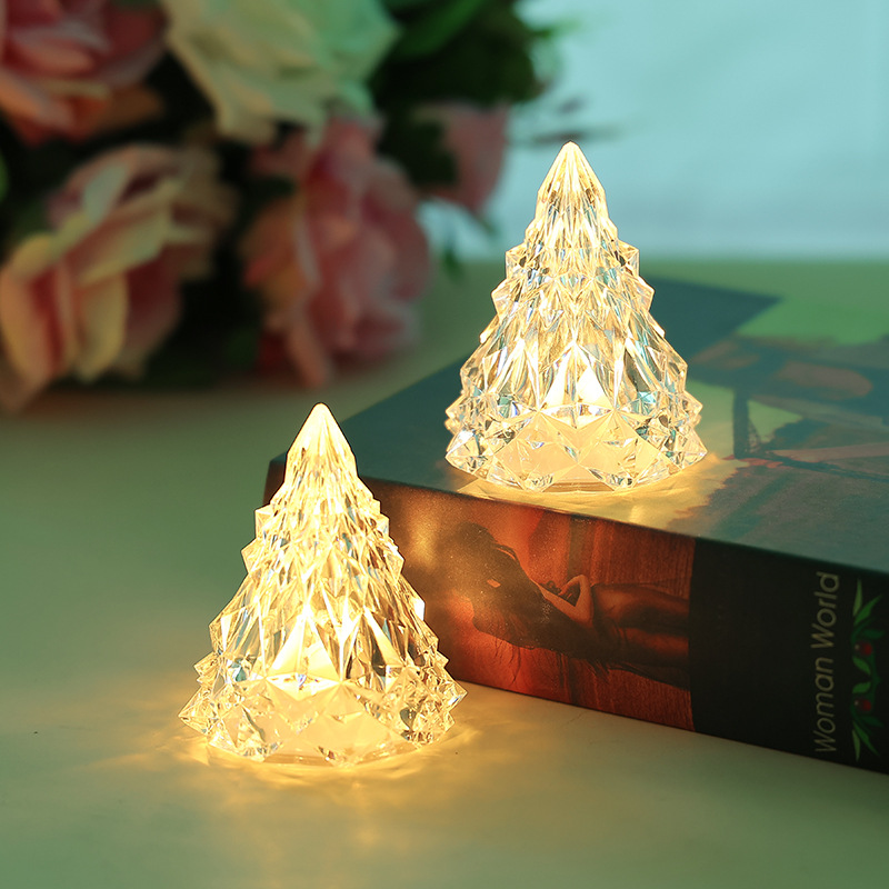 Wholesale Christmas decorations diamond crystal atmosphere lights restaurant decorations acrylic led Christmas tree night lights