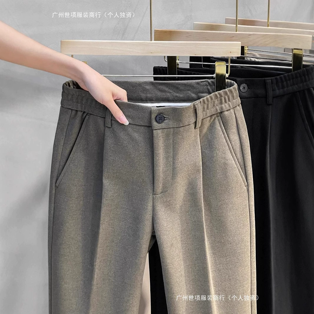 Шерстяные брюки мужские осенние и зимние девятиочковые брюки прямые стройные деловые повседневные мужские весенние и осенние брюки T