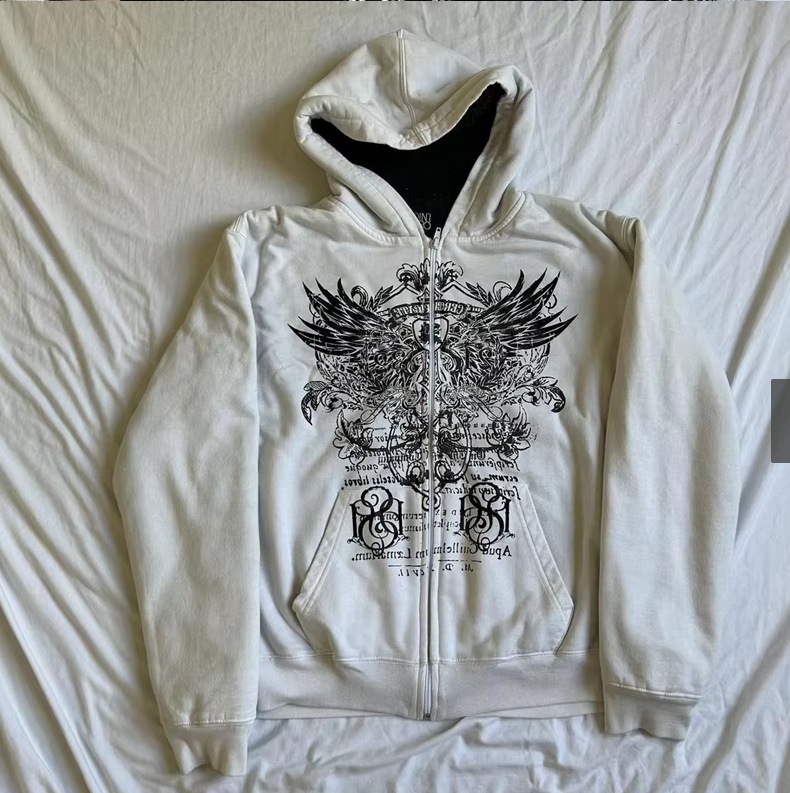 Men's Clothing Men's Y2K Streetwear Hoodie With 3D Hip-Hop Print, Loose Fit Casual Pullover, Zip-Up Fashion Sweatshirt For Urban Style_voghion.com