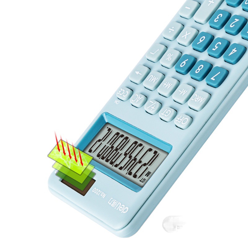 Deli 1200 calculadora portátil solar de doble potencia mini ordenador color tamaño pequeño Oficina