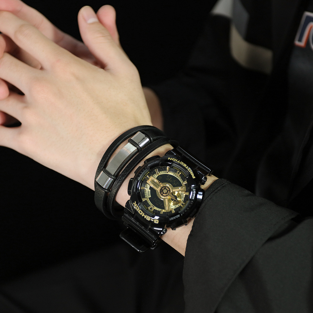 Retro double-layer stainless steel bracelet