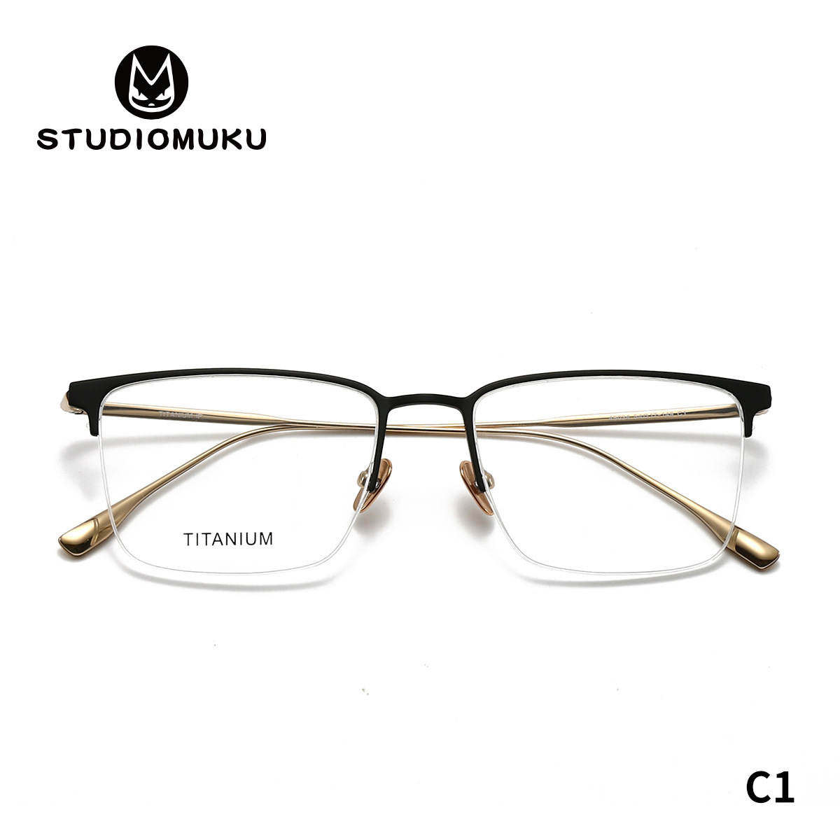STUDIOMUKU gafas de madera cool trajes de temperamento elegante marcos de gafas de titanio clásico puro marcos de gafas cuadrados