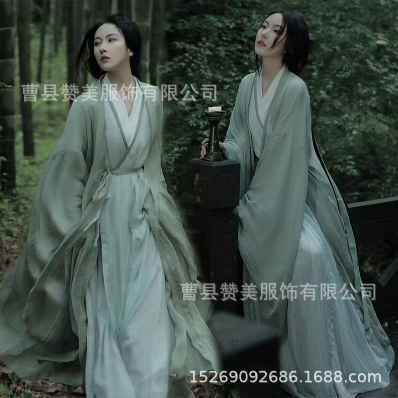 Hanfu women's Wei and Jin style super fairy big sleeve cotton and linen ancient costume outdoor travel photography studio ancient style Theme Photography clothing
