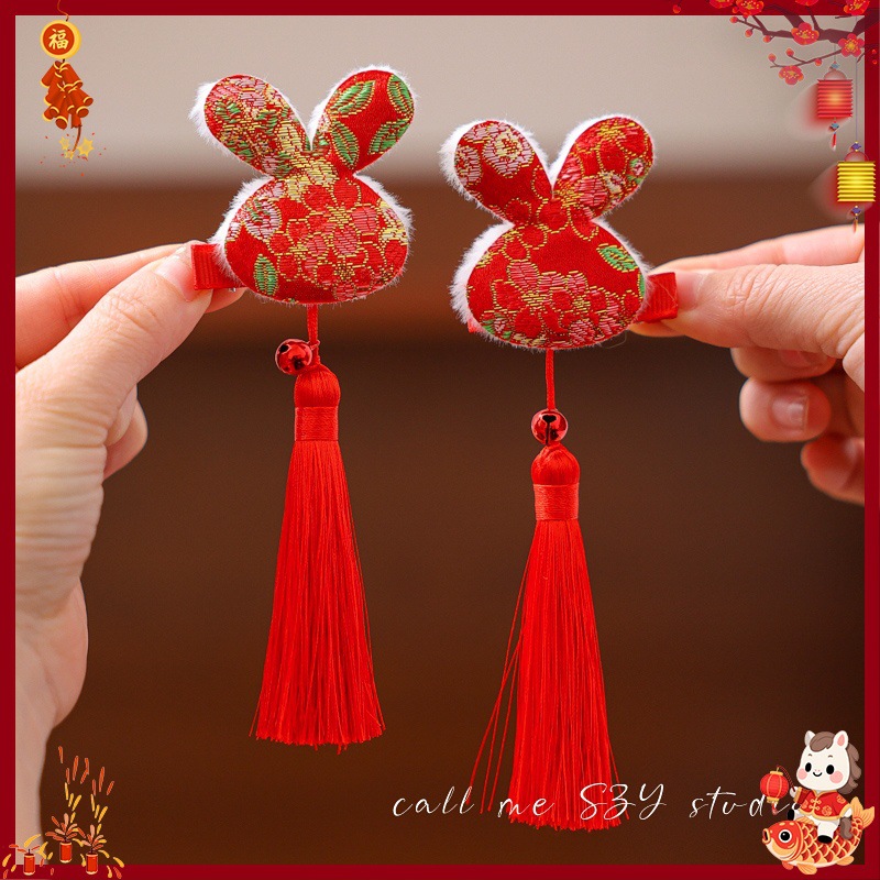 Horquillas Tradicionales Chinas para Niñas de Aleación y Terciopelo para Año Nuevo Chino