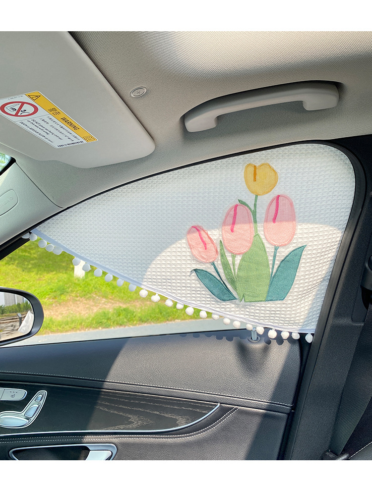 Front window car sunshade side curtain car window magnetic sun protection and heat insulation triangle curtain for car interior