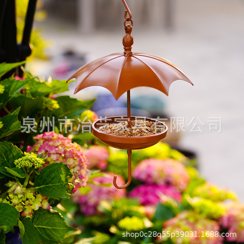 跨境2025爆款伞形 喂鸟器喂食器花园庭院装饰雨伞工艺品|undefined
